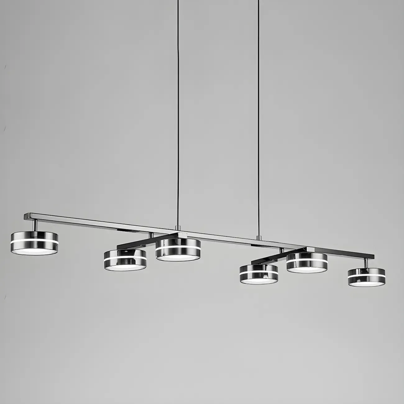 Modern Black LED Metal Linear Pendant for Kitchen Area Image - 9
