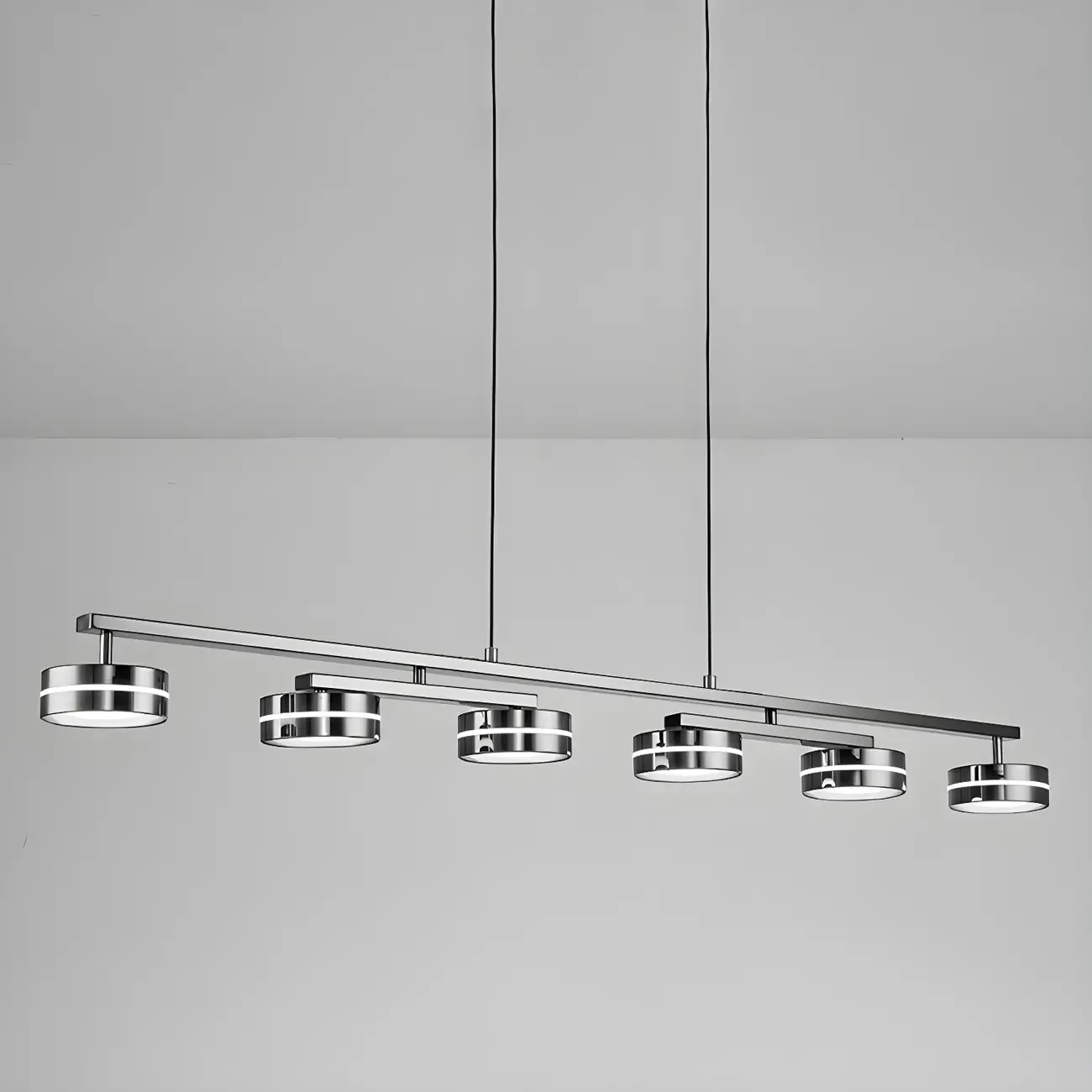 Modern Black LED Metal Linear Pendant for Kitchen Area Image - 10