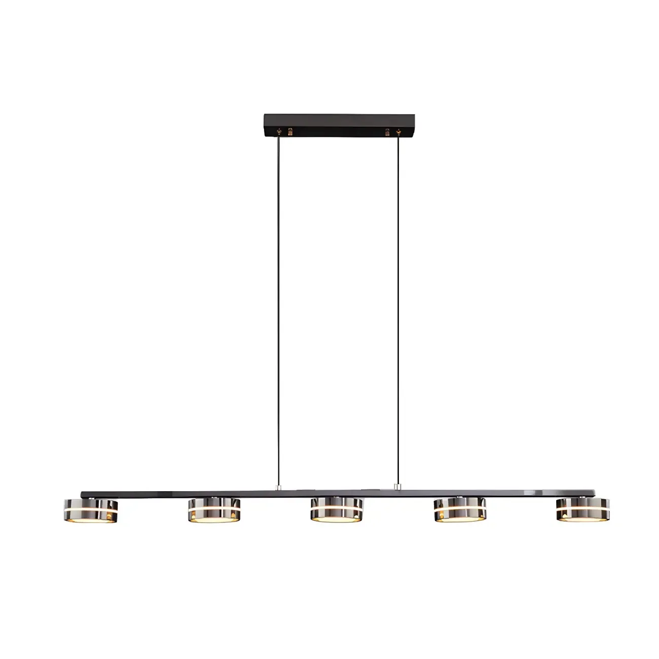 Modern Black LED Metal Linear Pendant for Kitchen Area Image - 11
