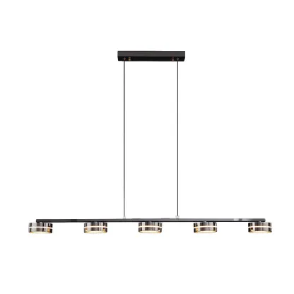 Modern Black LED Metal Linear Pendant for Kitchen Area Image - 11