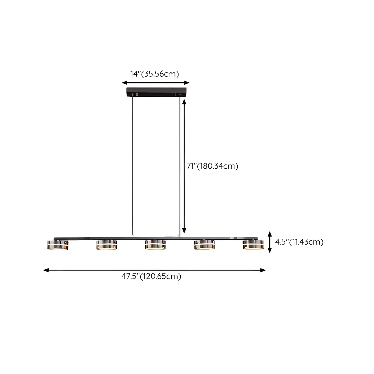 Modern Black LED Metal Linear Pendant for Kitchen Area #size | homeyfad