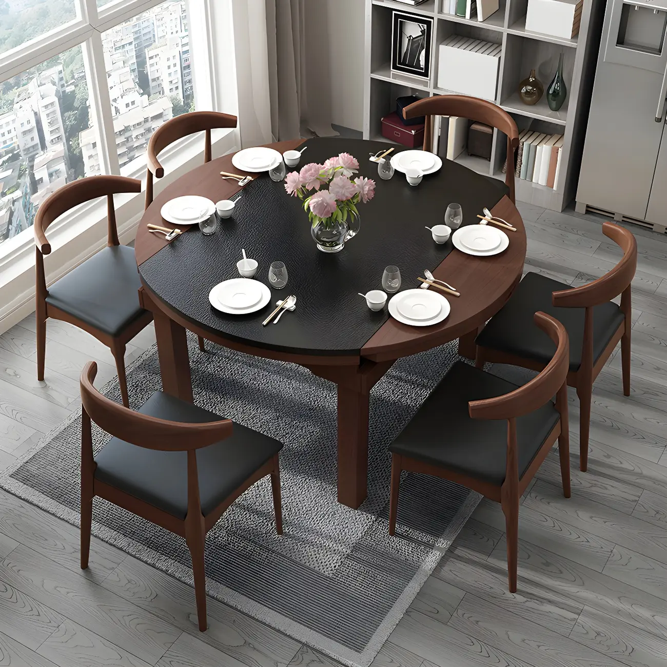 Mid-Century Black Free Form Stone Dining Table Image - 1 | homeyfad