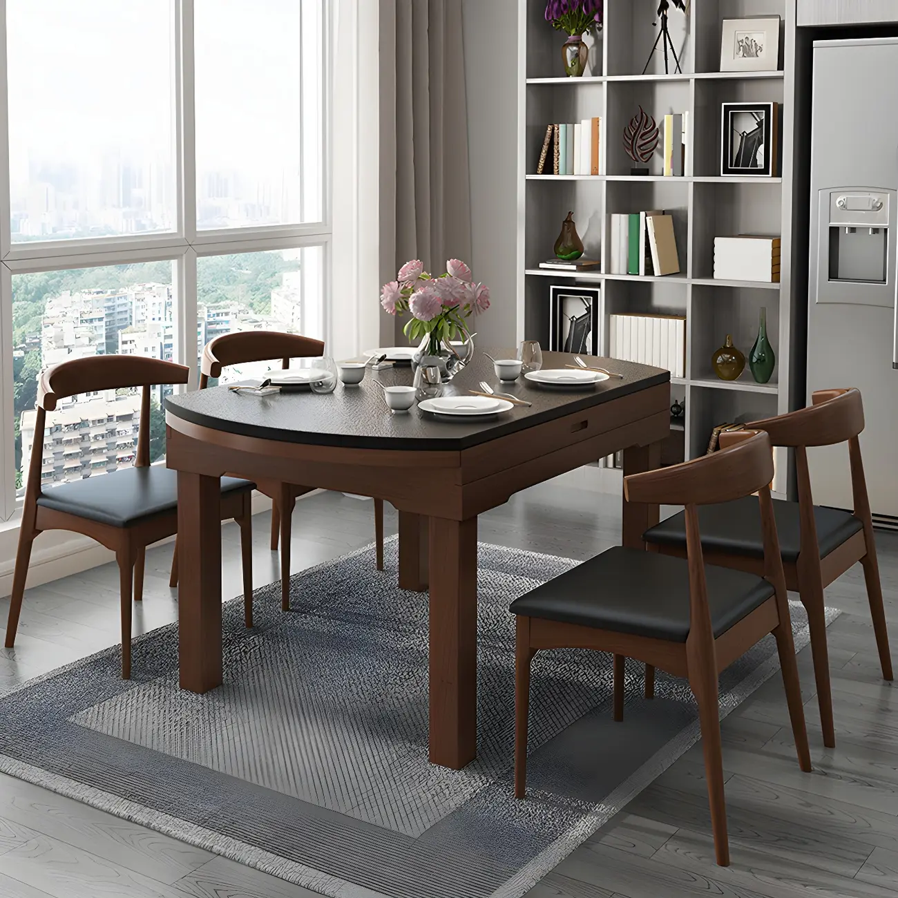 Mid-Century Black Free Form Stone Dining Table Image - 2 | homeyfad