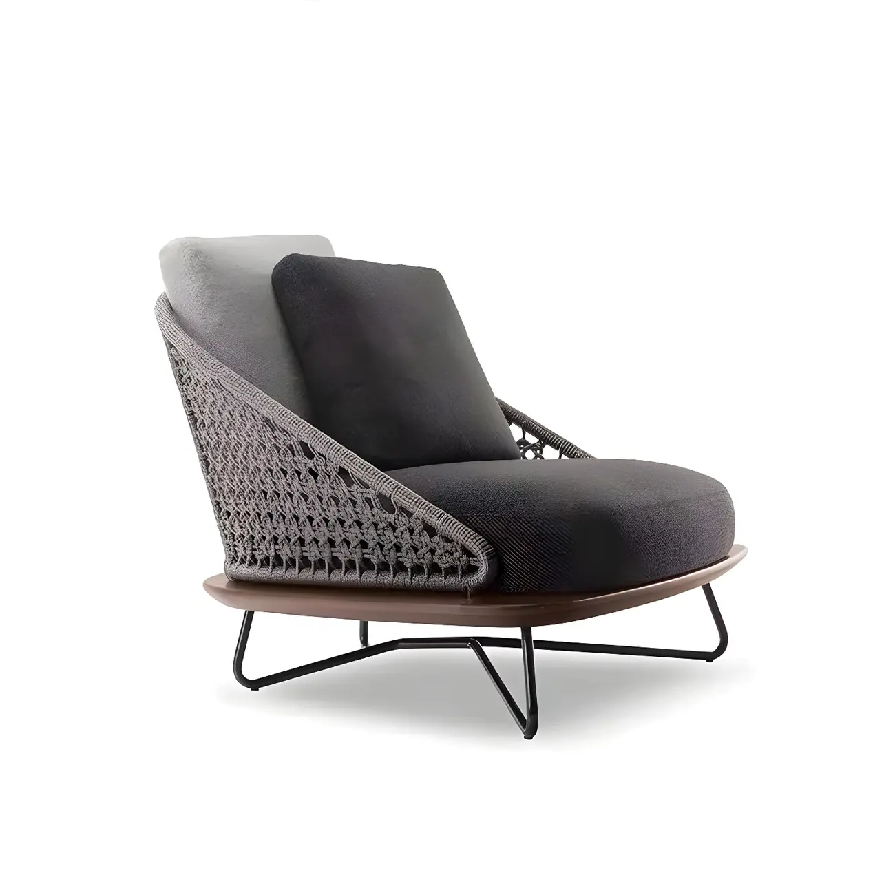 Industrial Metal Outdoor Sofa with Gray Cushions Image - 2 | homeyfad