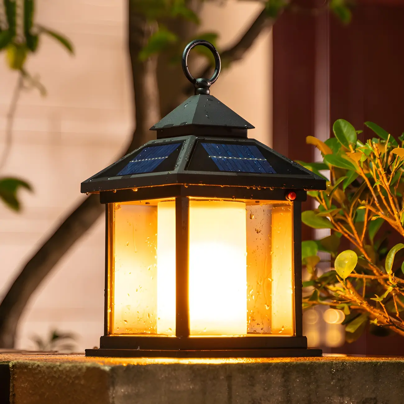 Metal House-Shape Post Cap Light with Handle and Switch Image - 1 | homeyfad