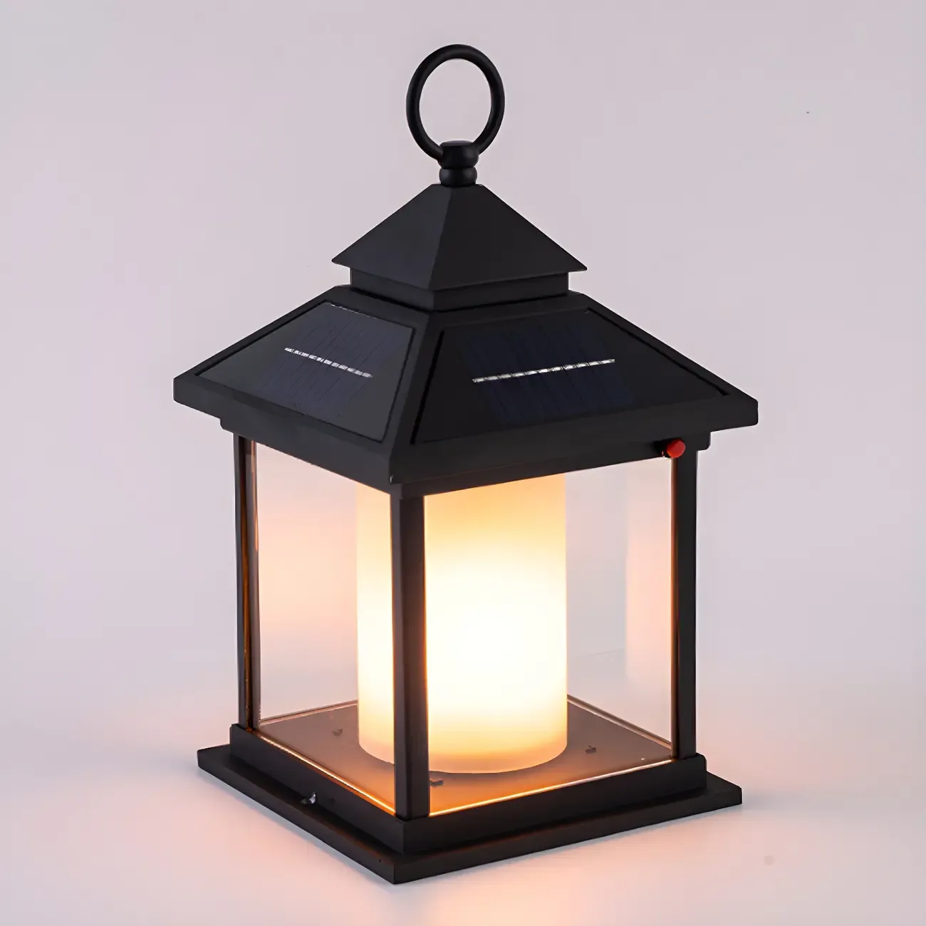 Metal House-Shape Post Cap Light with Handle and Switch Image - 6