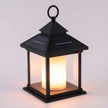 Metal House-Shape Post Cap Light with Handle and Switch Image - 6