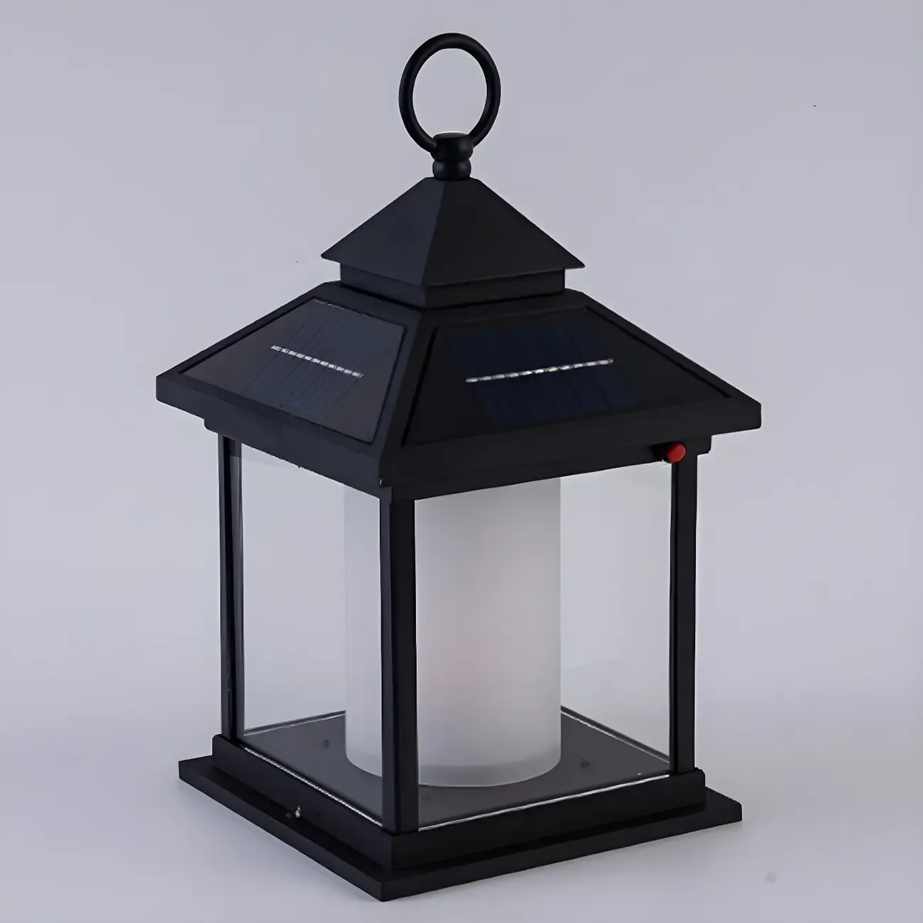 Metal House-Shape Post Cap Light with Handle and Switch Image - 7