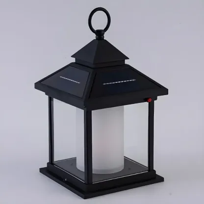 Metal House-Shape Post Cap Light with Handle and Switch Image - 7