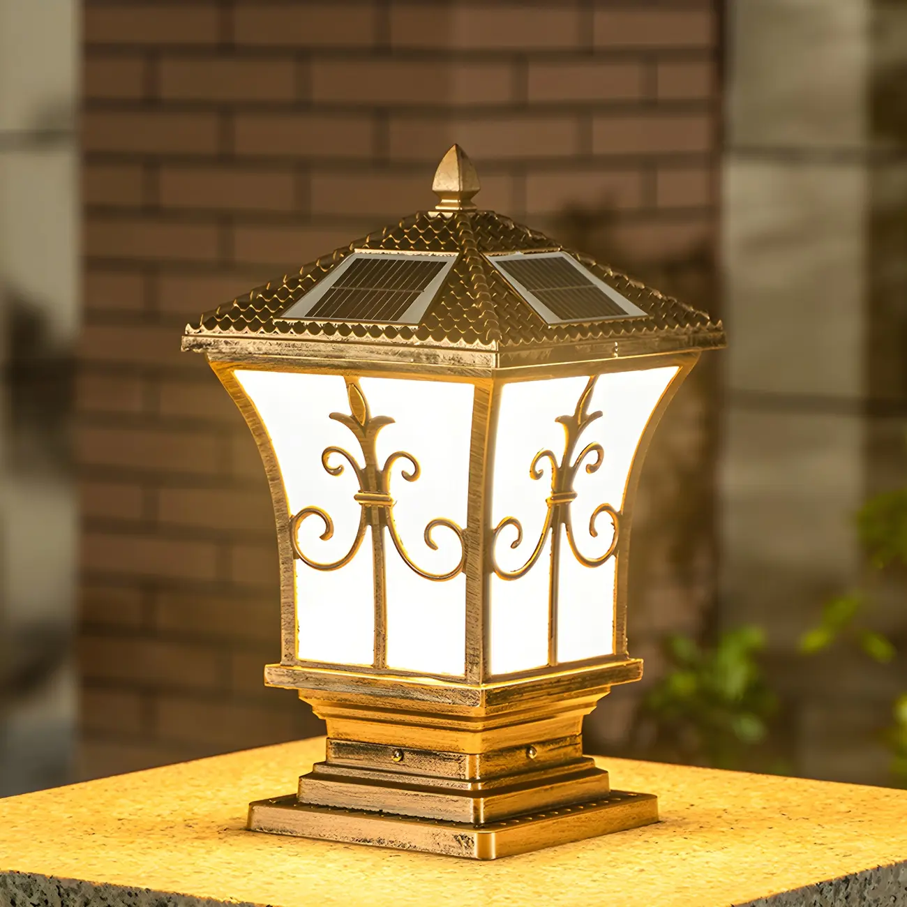 Color-Changing Vintage Drum Bronze Solar Post Light Image - 2 | homeyfad