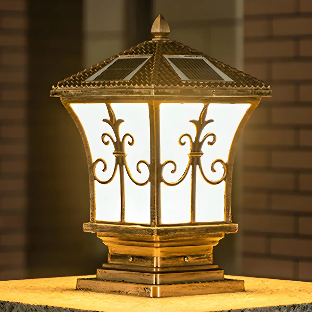 Color-Changing Vintage Drum Bronze Solar Post Light Image - 6 | homeyfad