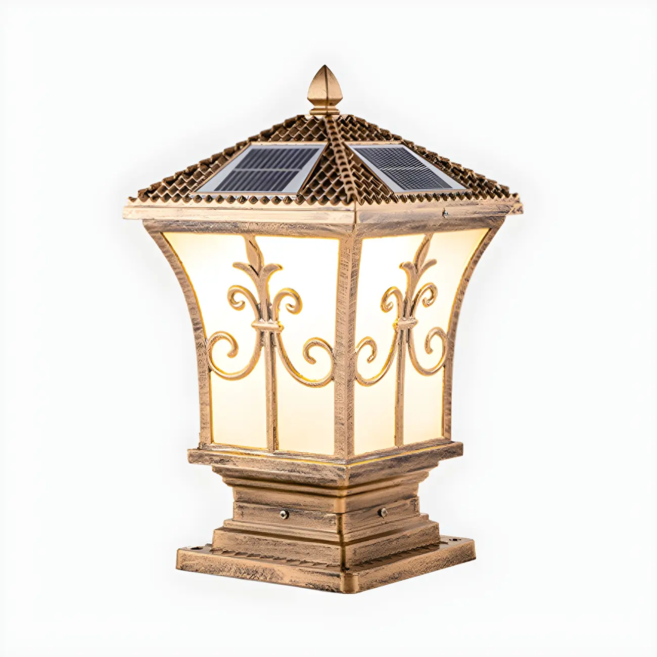 Color-Changing Vintage Drum Bronze Solar Post Light Image - 7 | homeyfad