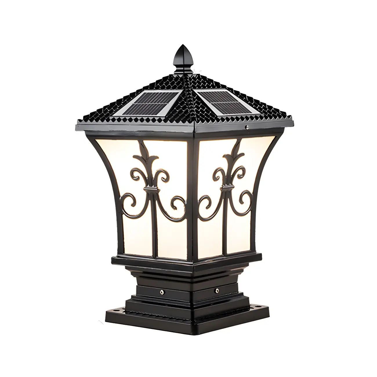 Color-Changing Vintage Drum Bronze Solar Post Light Image - 8 | homeyfad