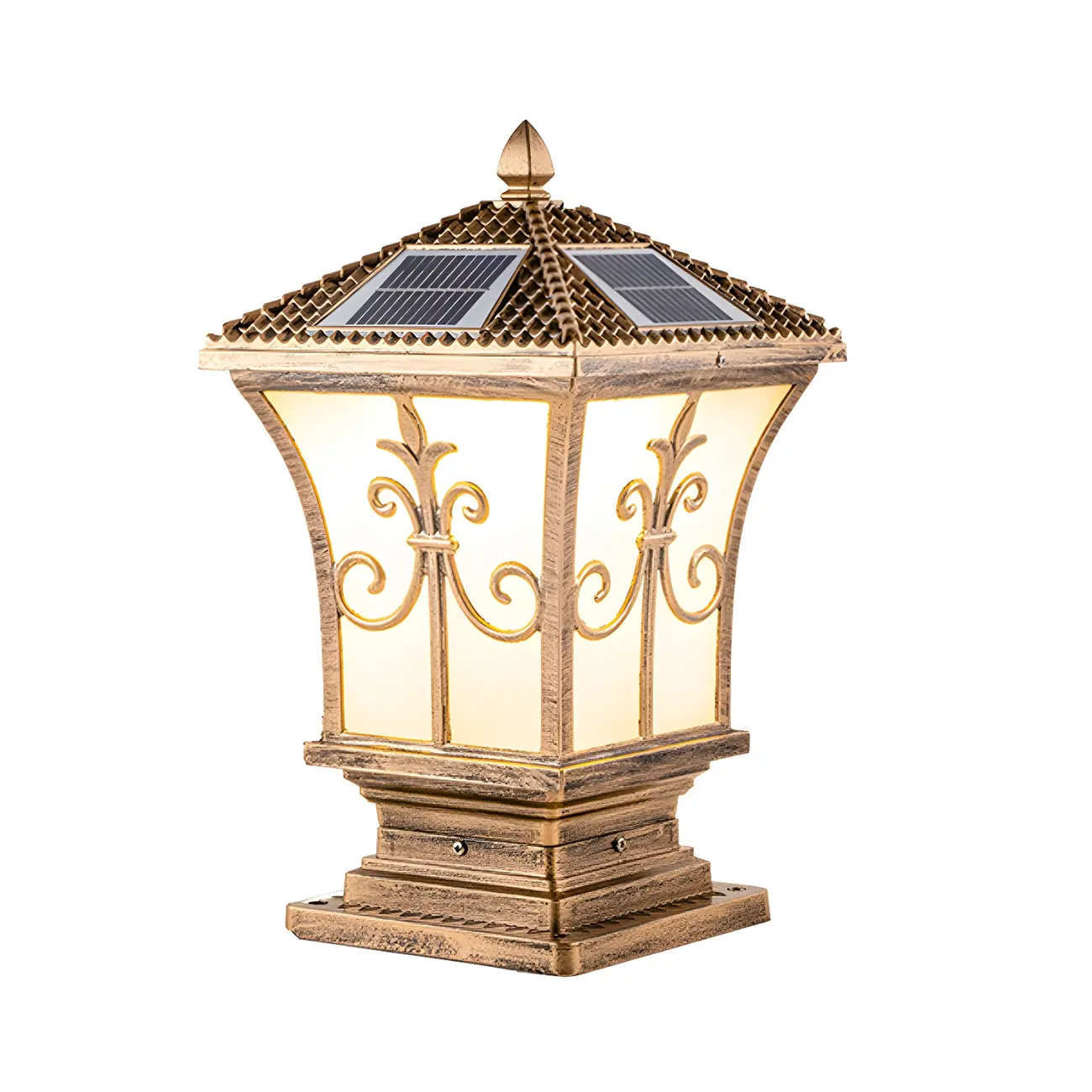 Color-Changing Vintage Drum Bronze Solar Post Light Image - 9 | homeyfad