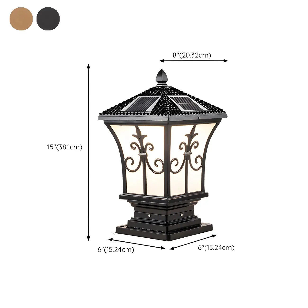 Color-Changing Vintage Drum Bronze Solar Post Light #size | homeyfad