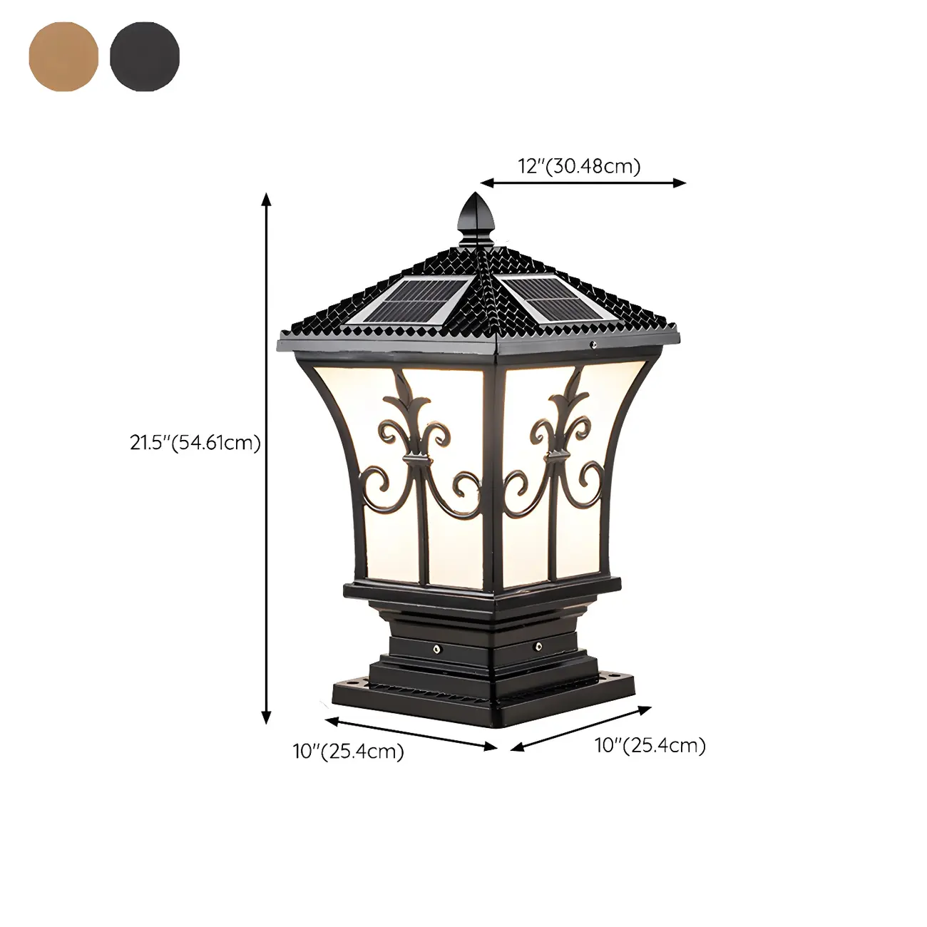 Color-Changing Vintage Drum Bronze Solar Post Light Image - 12 | homeyfad