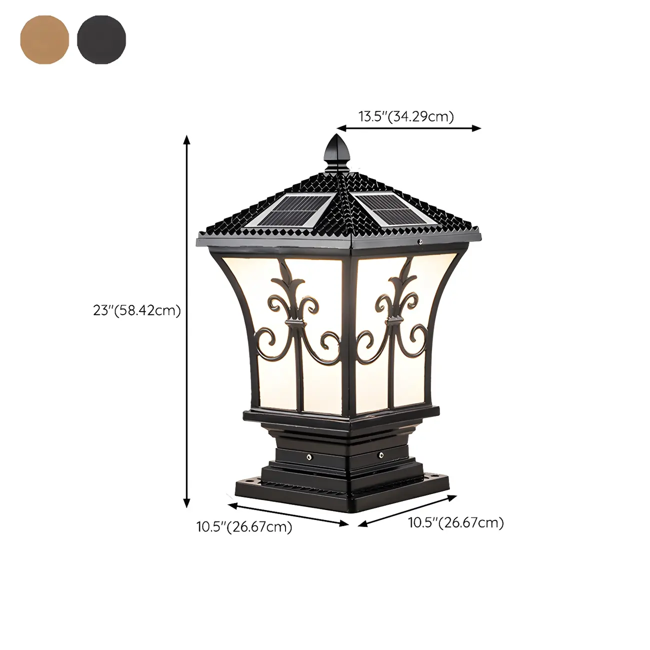 Color-Changing Vintage Drum Bronze Solar Post Light Image - 13 | homeyfad