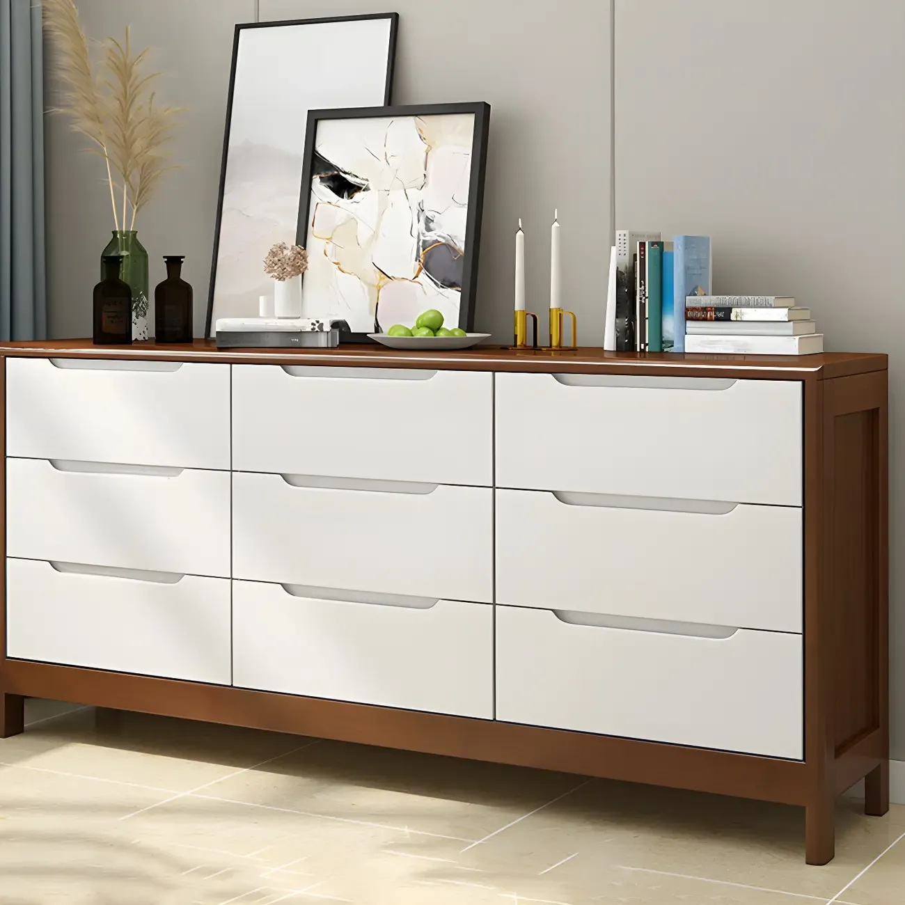 Minimalist Natural Wooden Dressers with Storage for Home Image - 2