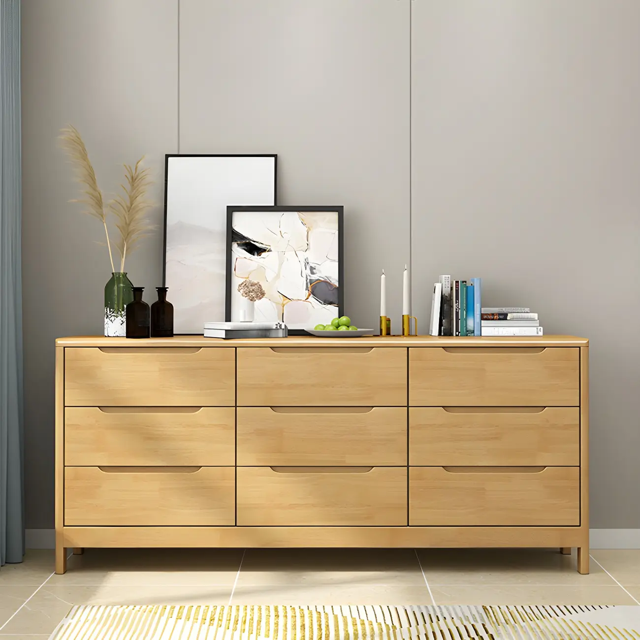 Minimalist Natural Wooden Dressers with Storage for Home Image - 3 | homeyfad