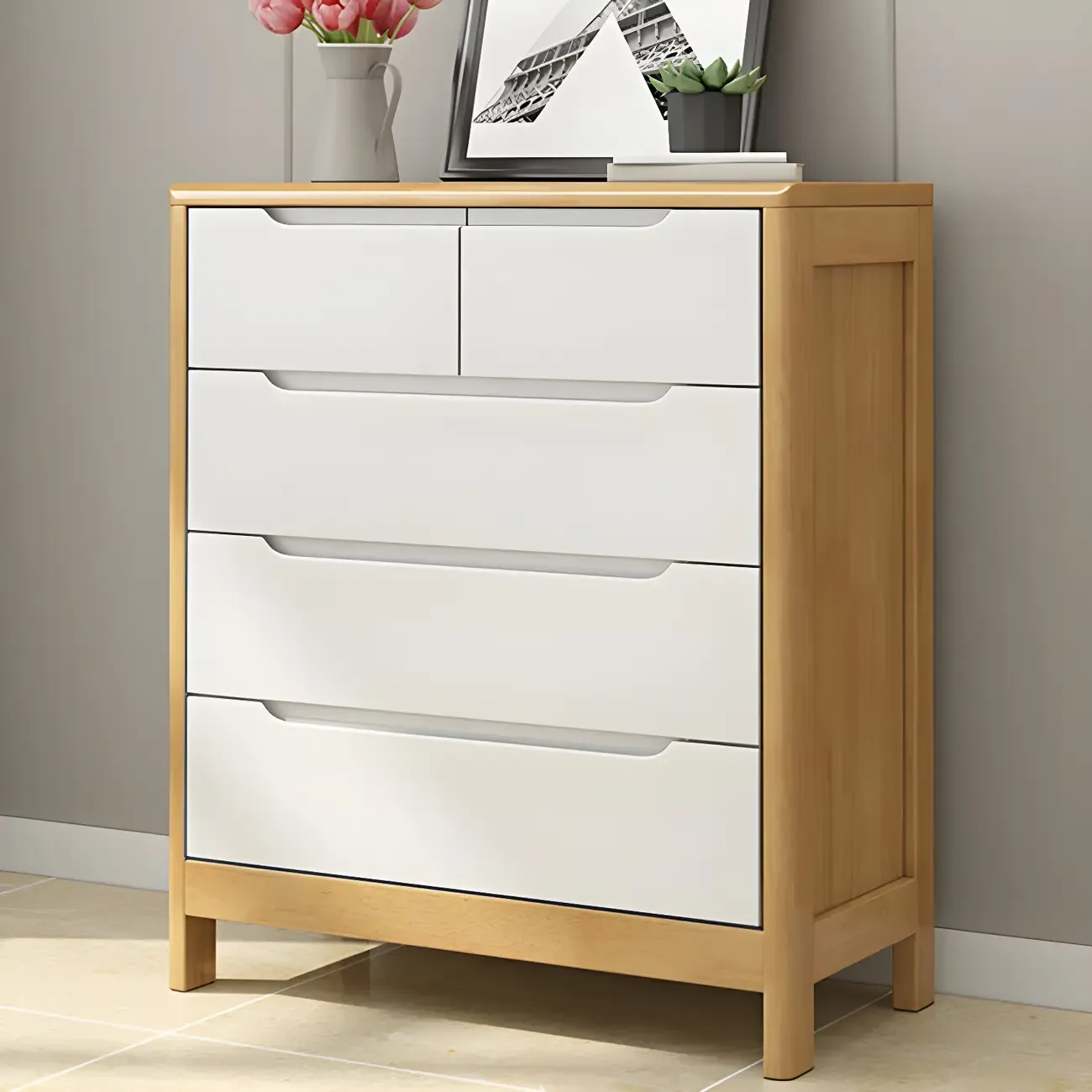 Minimalist Natural Wooden Dressers with Storage for Home Image - 7