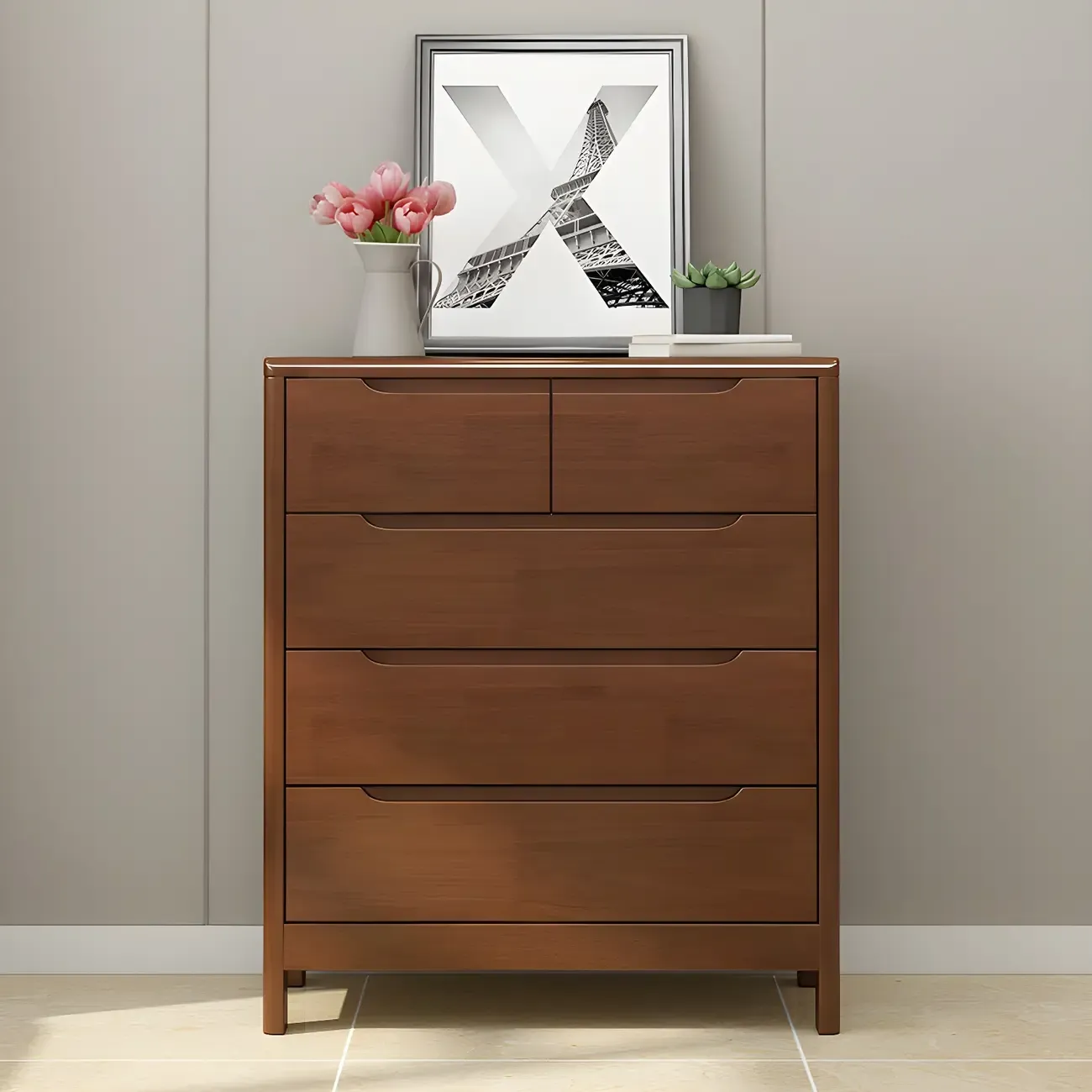 Minimalist Natural Wooden Dressers with Storage for Home Image - 10