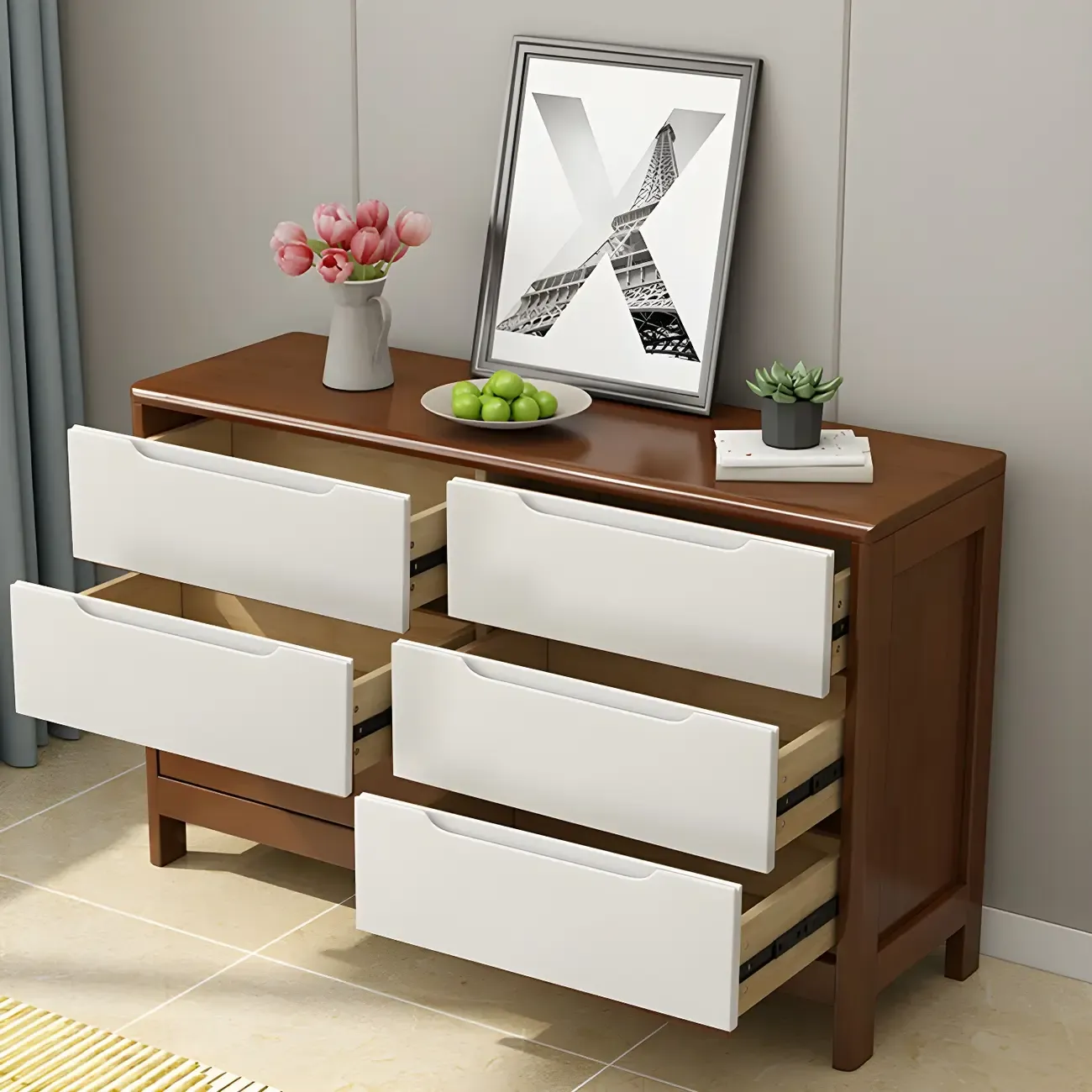 Minimalist Natural Wooden Dressers with Storage for Home Image - 4