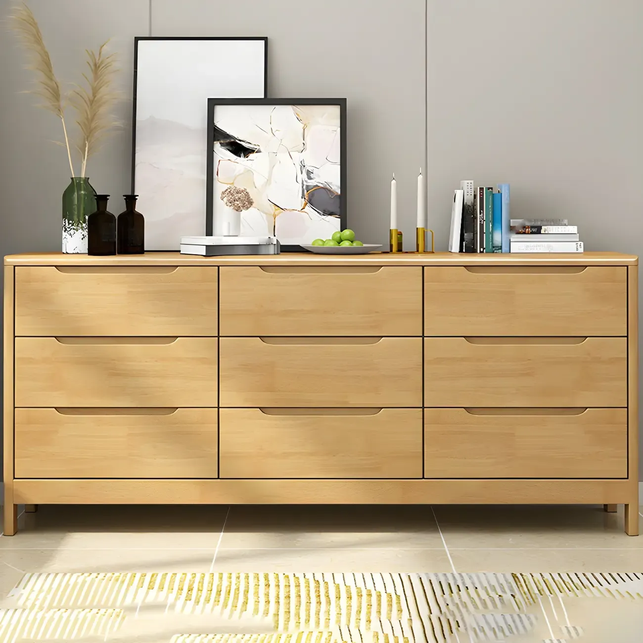 Minimalist Natural Wooden Dressers with Storage for Home Image - 18