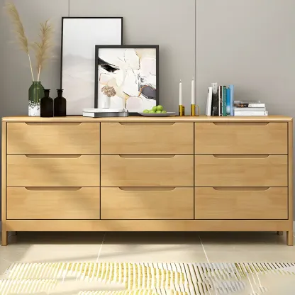 Minimalist Natural Wooden Dressers with Storage for Home Image - 18
