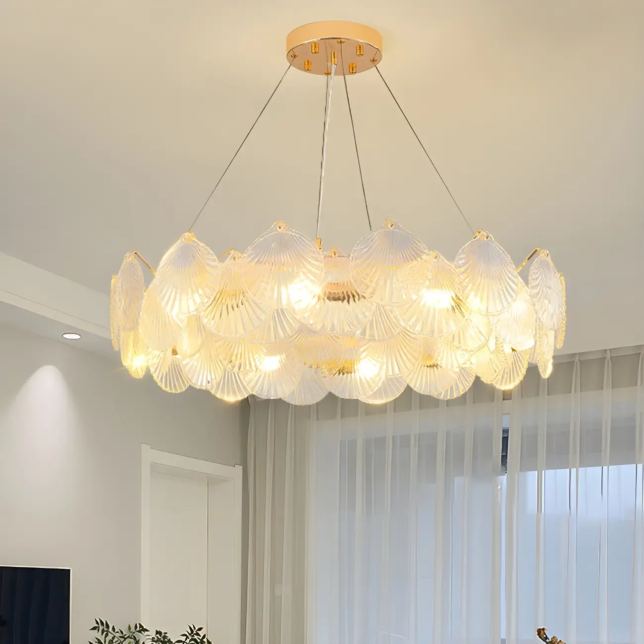 Modern Gold Shell Chandelier for Living Room Image - 2