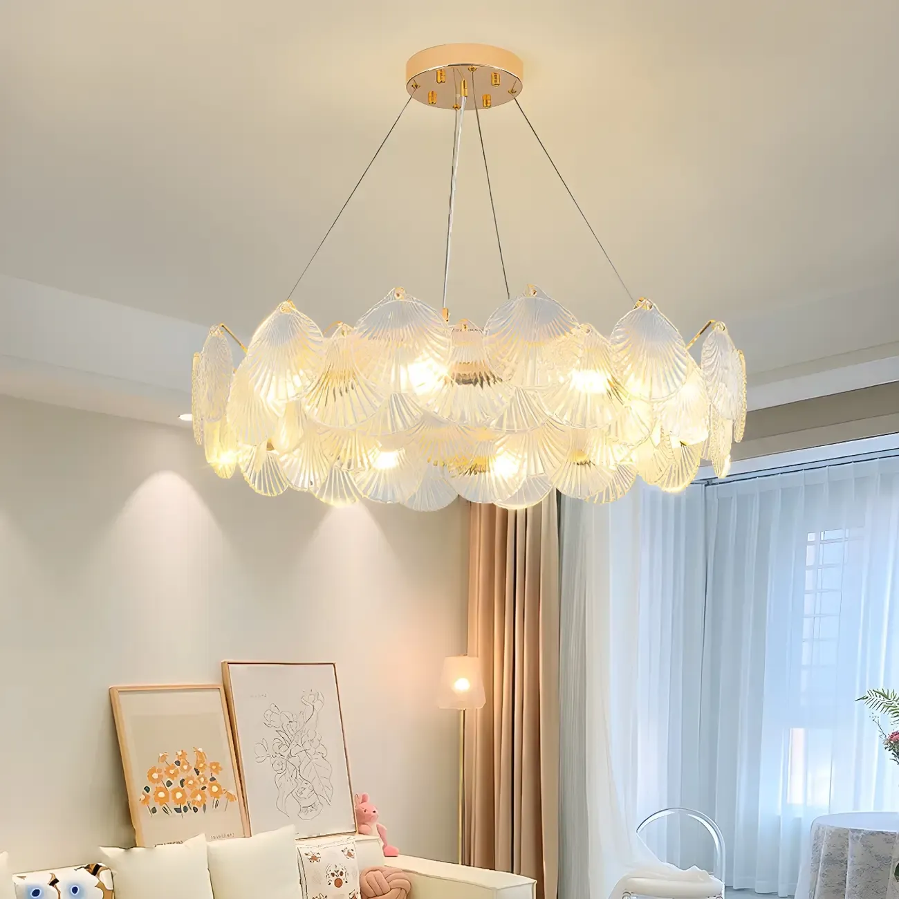 Modern Gold Shell Chandelier for Living Room Image - 1
