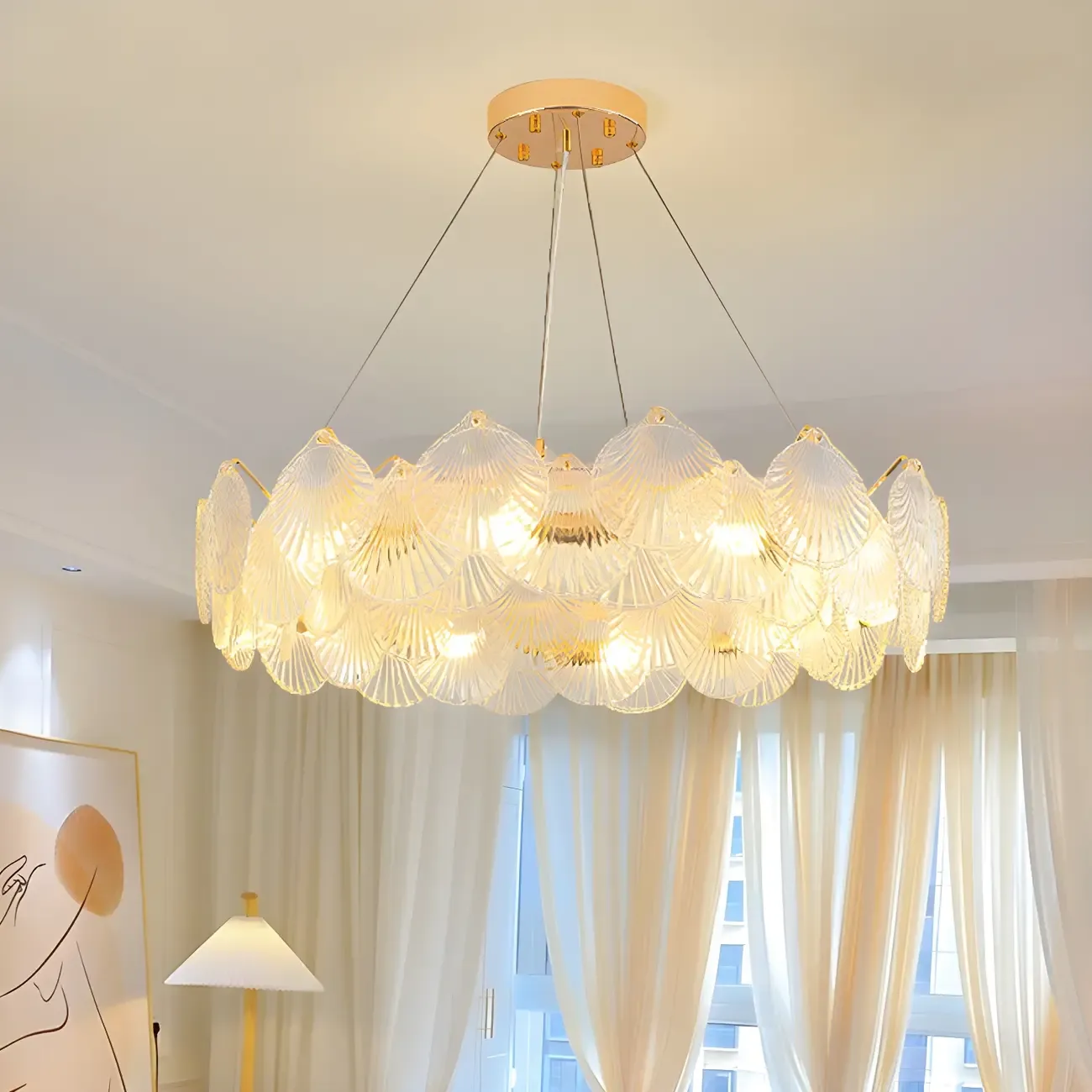 Modern Gold Shell Chandelier for Living Room Image - 5
