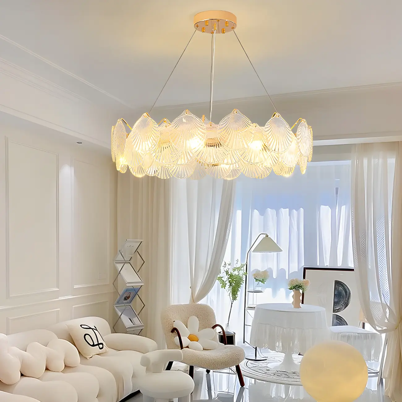 Modern Gold Shell Chandelier for Living Room Image - 14 | homeyfad