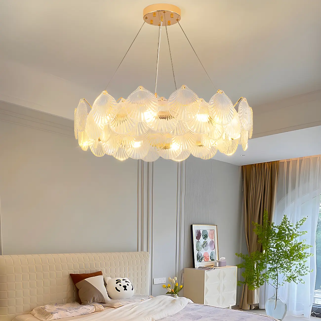 Modern Gold Shell Chandelier for Living Room Image - 15 | homeyfad