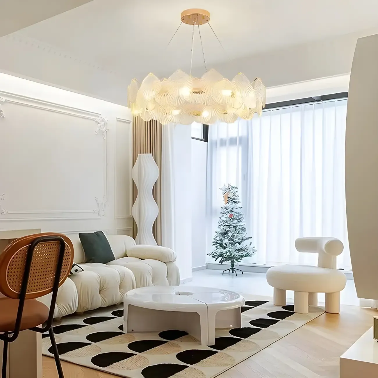 Modern Gold Shell Chandelier for Living Room Image - 16
