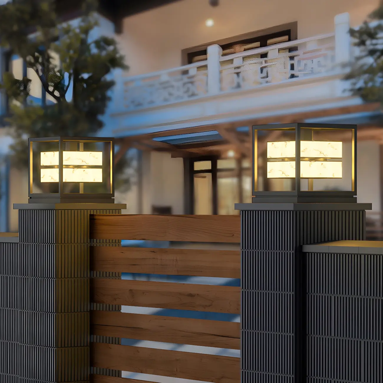 Modish Open Frame Layered Illuminant Post Cap Light Image - 2 | homeyfad