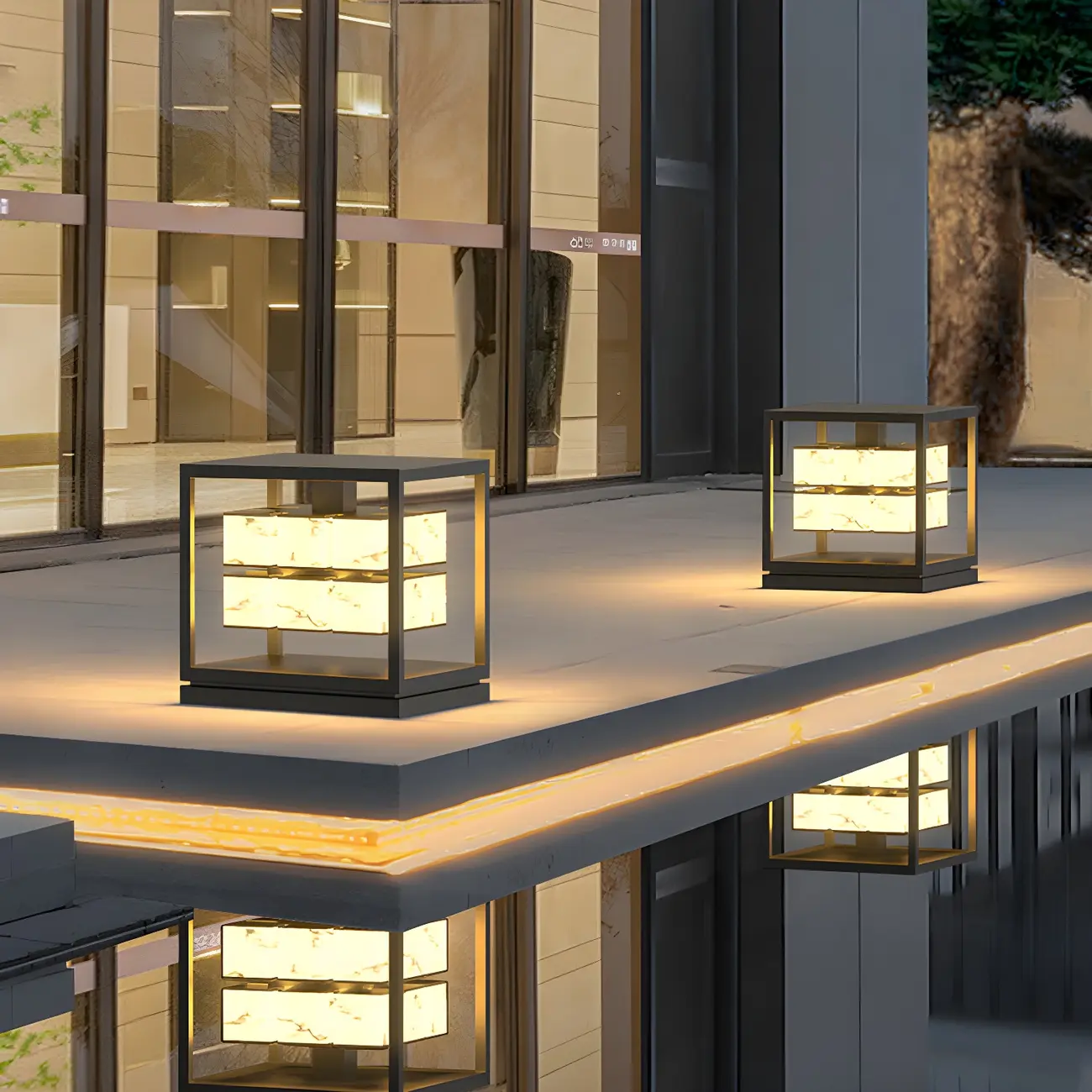 Modish Open Frame Layered Illuminant Post Cap Light Image - 3 | homeyfad