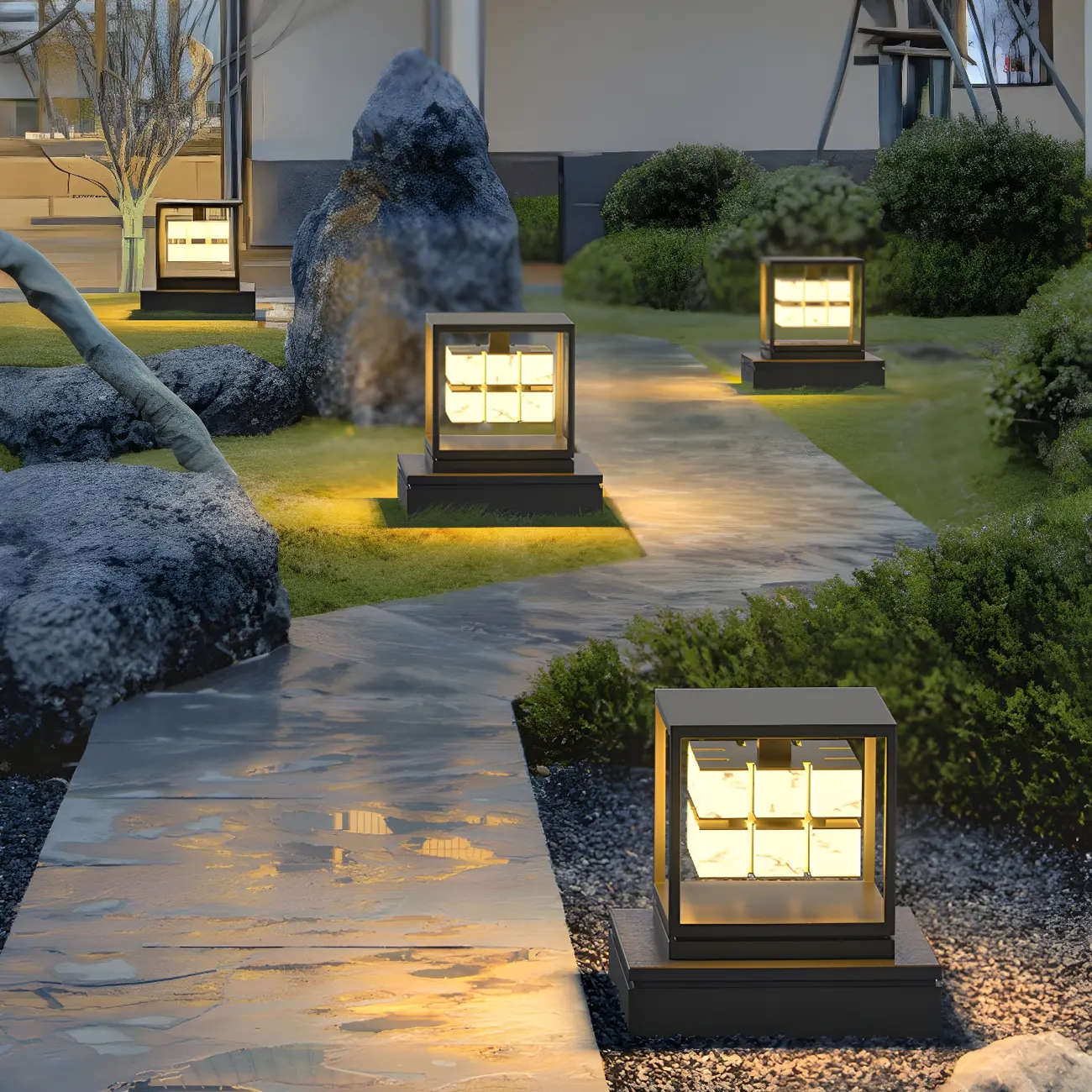 Modish Open Frame Layered Illuminant Post Cap Light Image - 4 | homeyfad