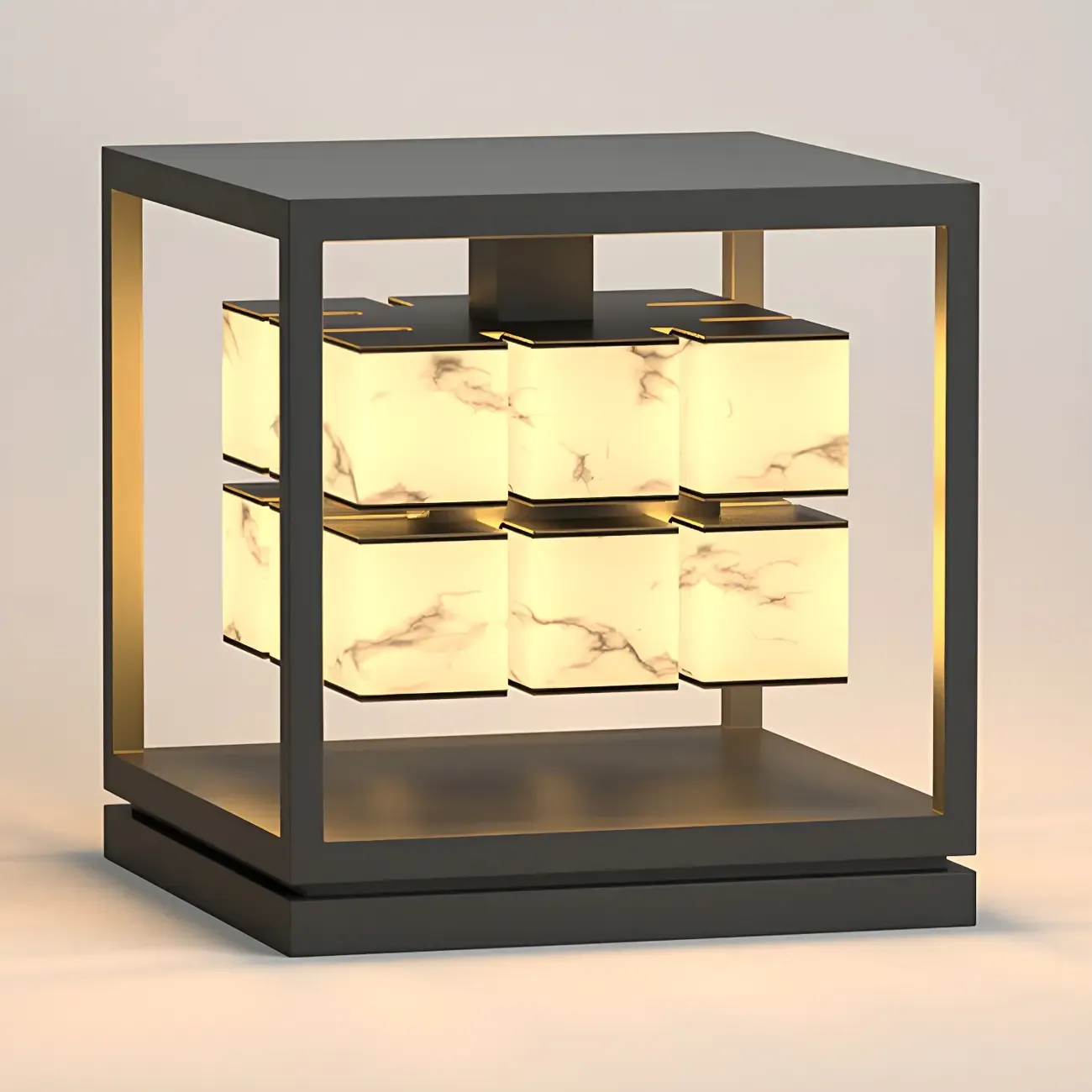 Modish Open Frame Layered Illuminant Post Cap Light Image - 8