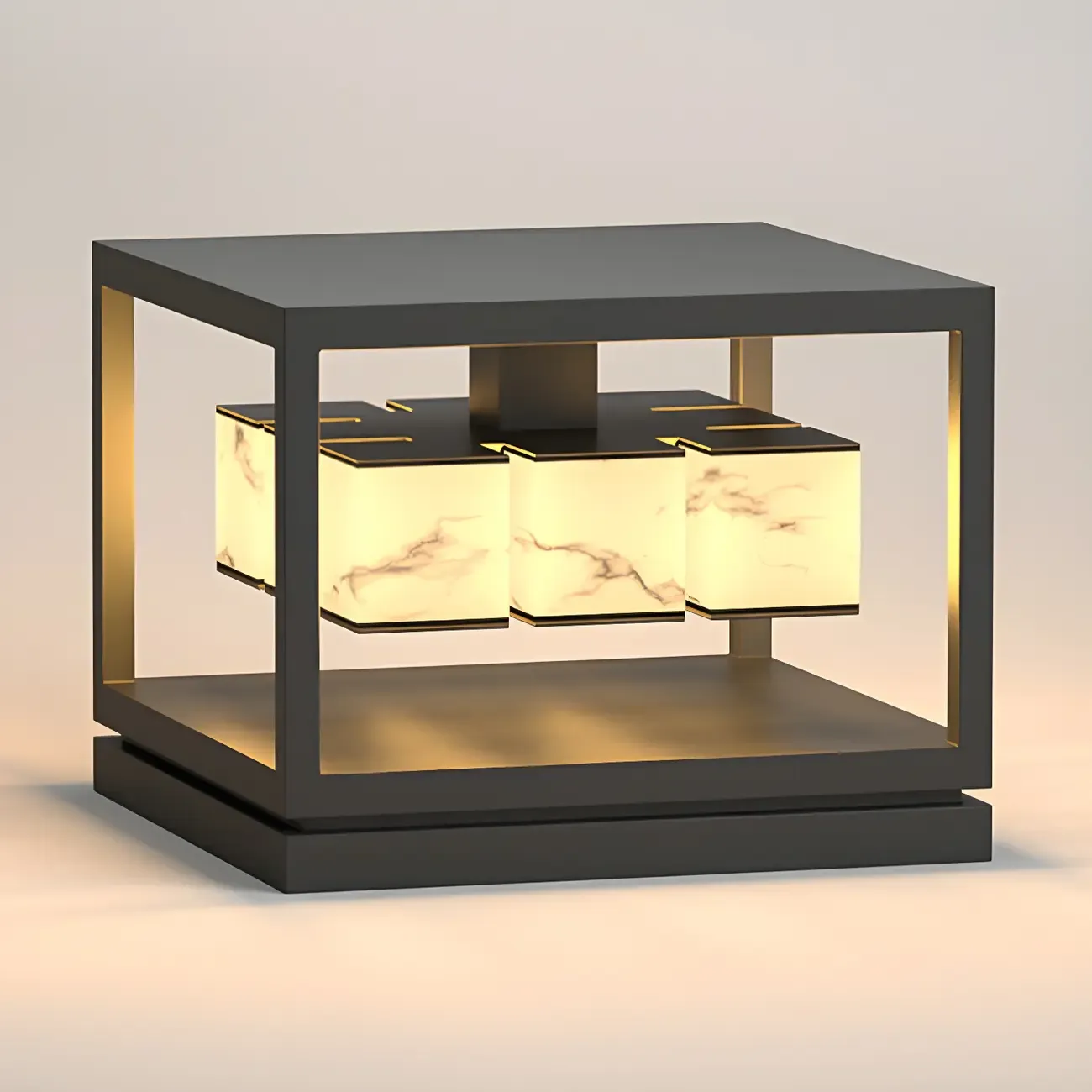 Modish Open Frame Layered Illuminant Post Cap Light Image - 9