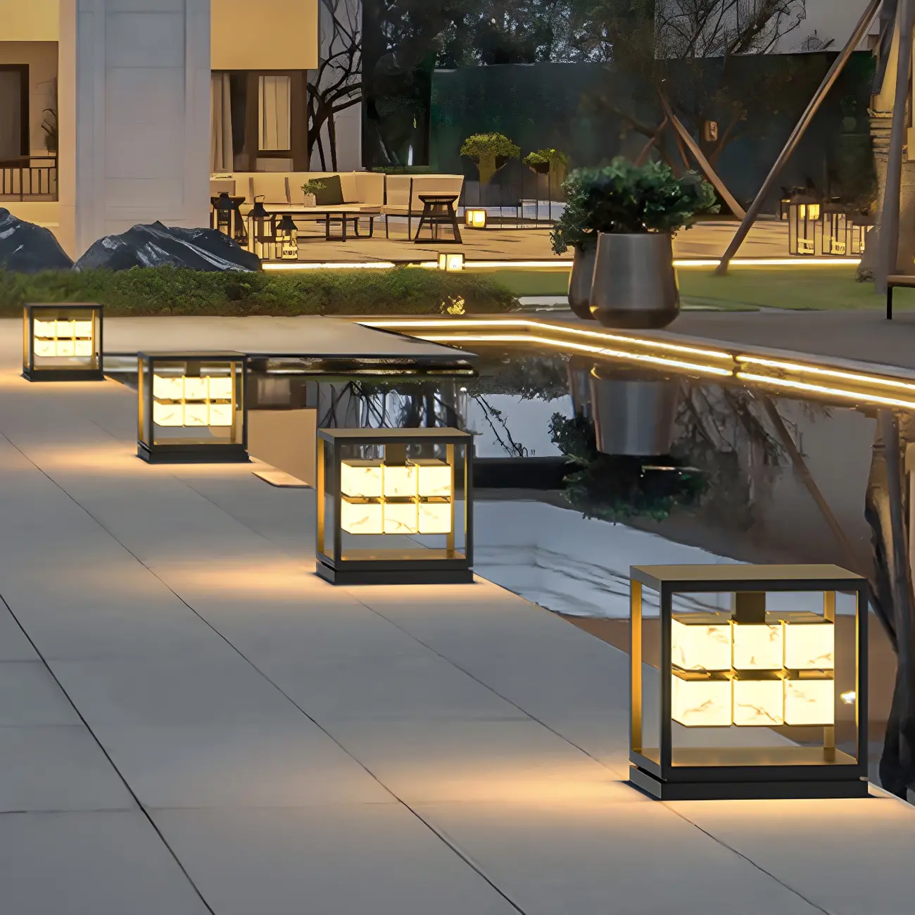 Modish Open Frame Layered Illuminant Post Cap Light Image - 5 | homeyfad