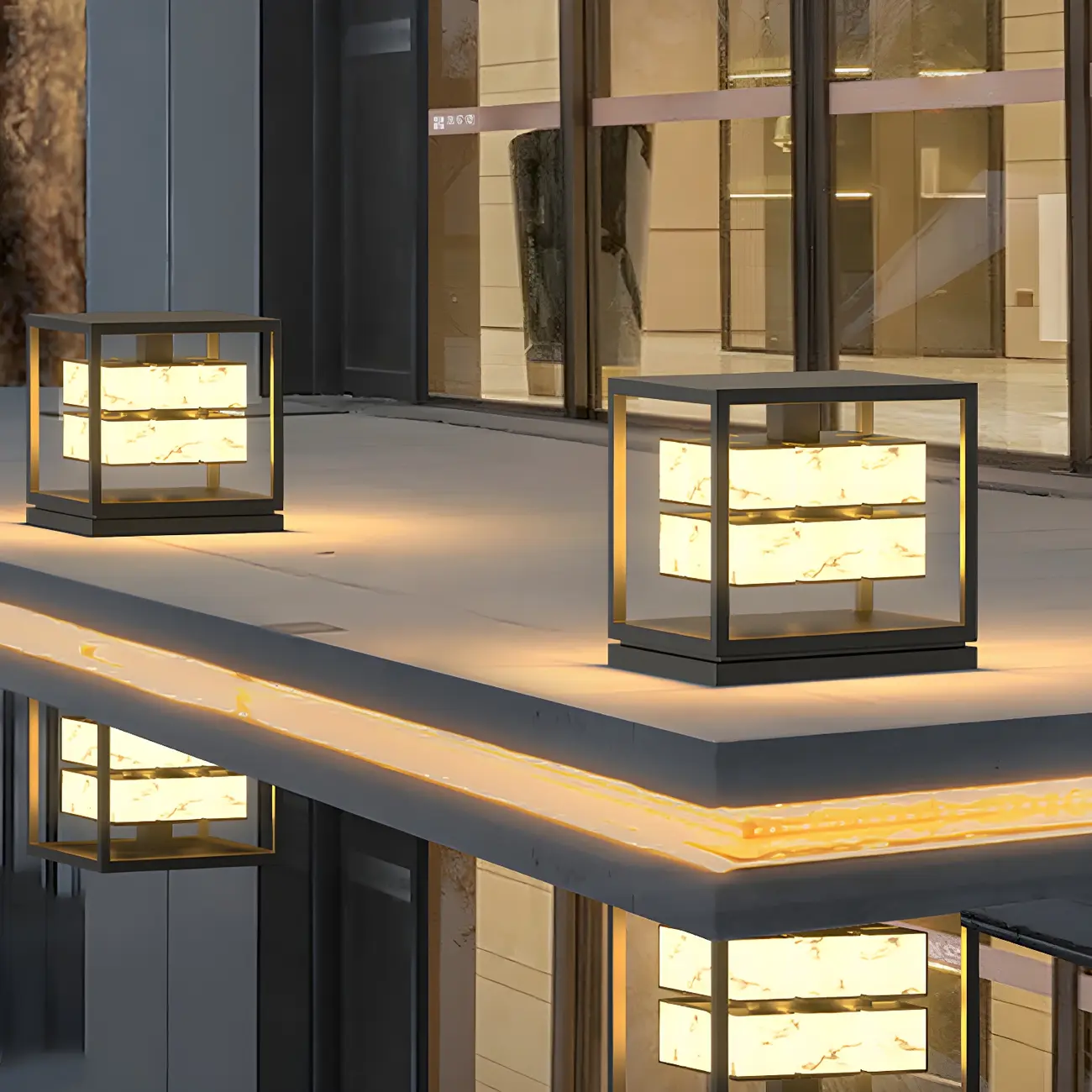 Modish Open Frame Layered Illuminant Post Cap Light Image - 6 | homeyfad