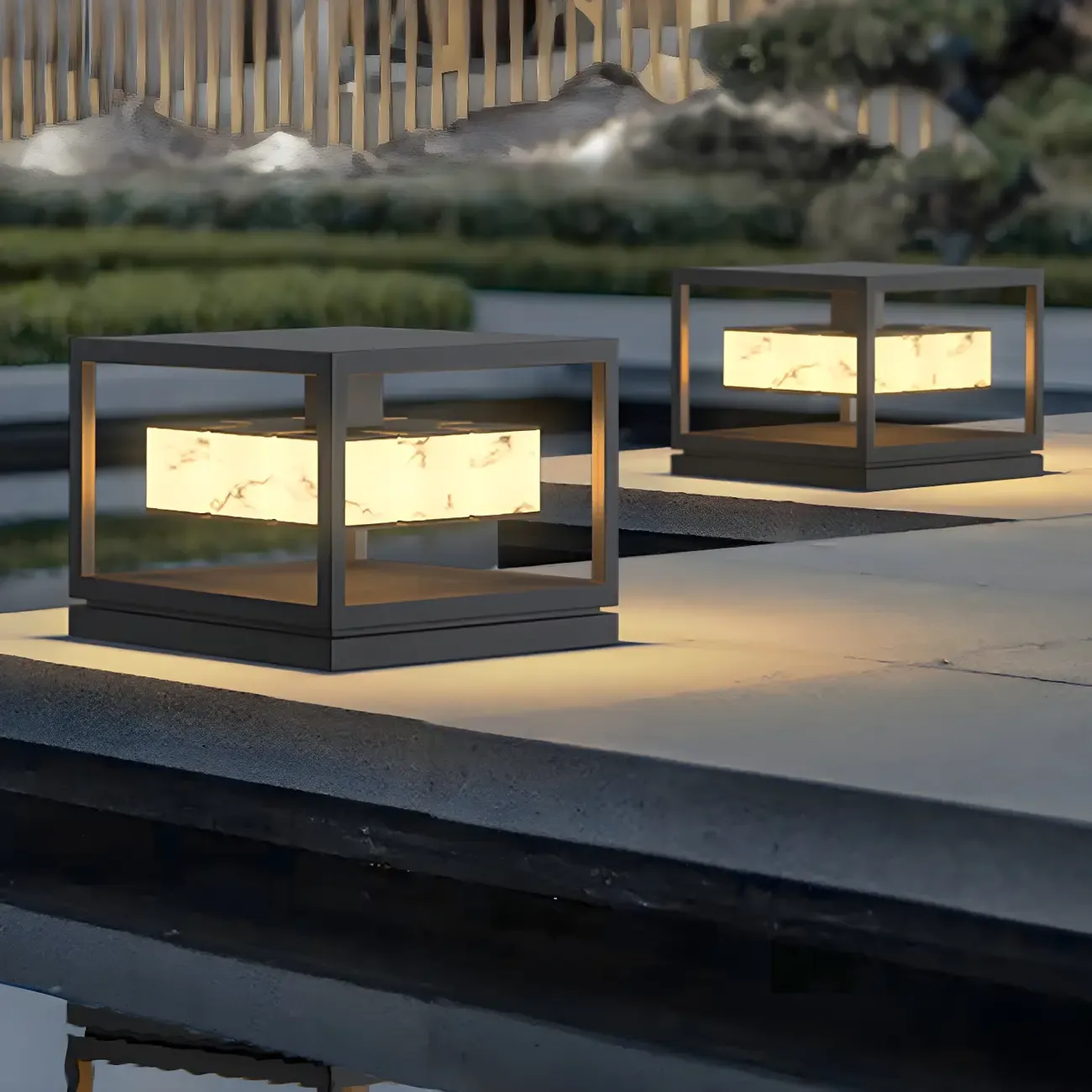 Modish Open Frame Layered Illuminant Post Cap Light Image - 7