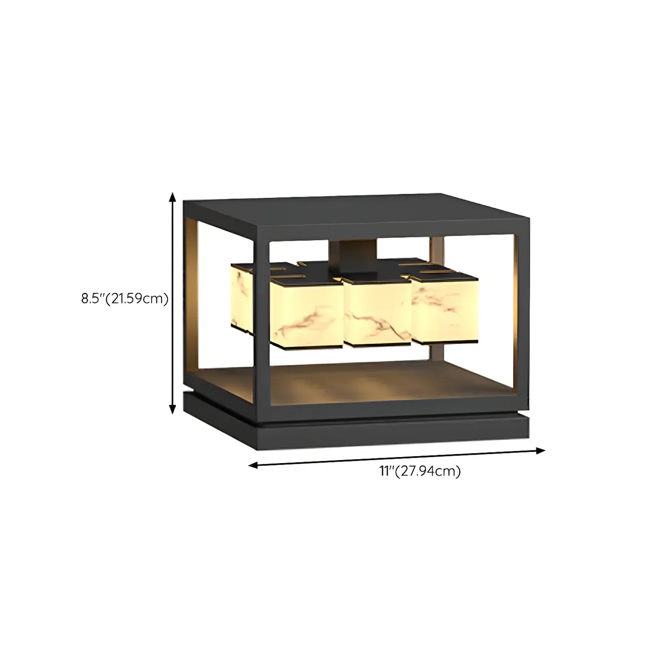 Modish Open Frame Layered Illuminant Post Cap Light #size