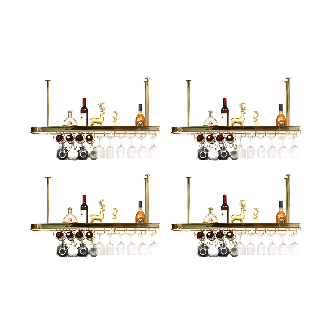 Modern Gold Metal Wine Rack with Glass Holder | homeyfad