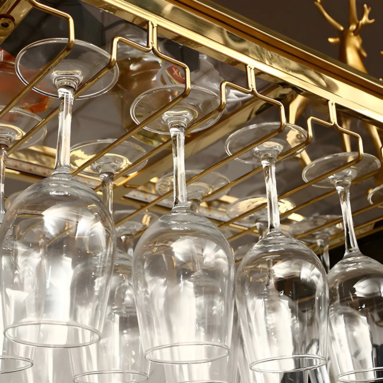 Modern Gold Metal Wine Rack with Glass Holder | homeyfad