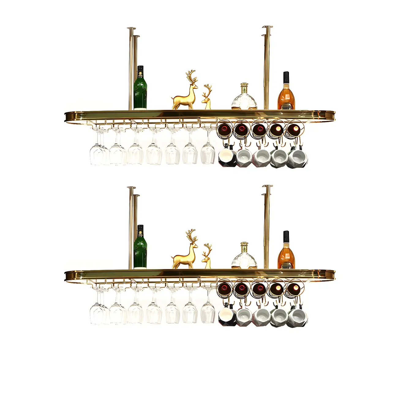 Modern Gold Metal Wine Rack with Glass Holder | homeyfad