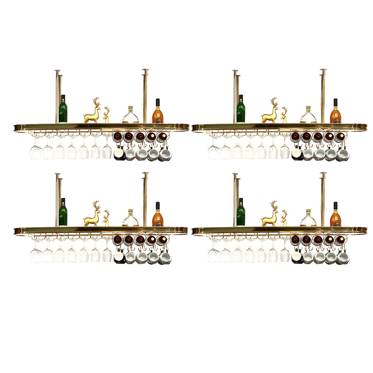Modern Gold Metal Wine Rack with Glass Holder | homeyfad