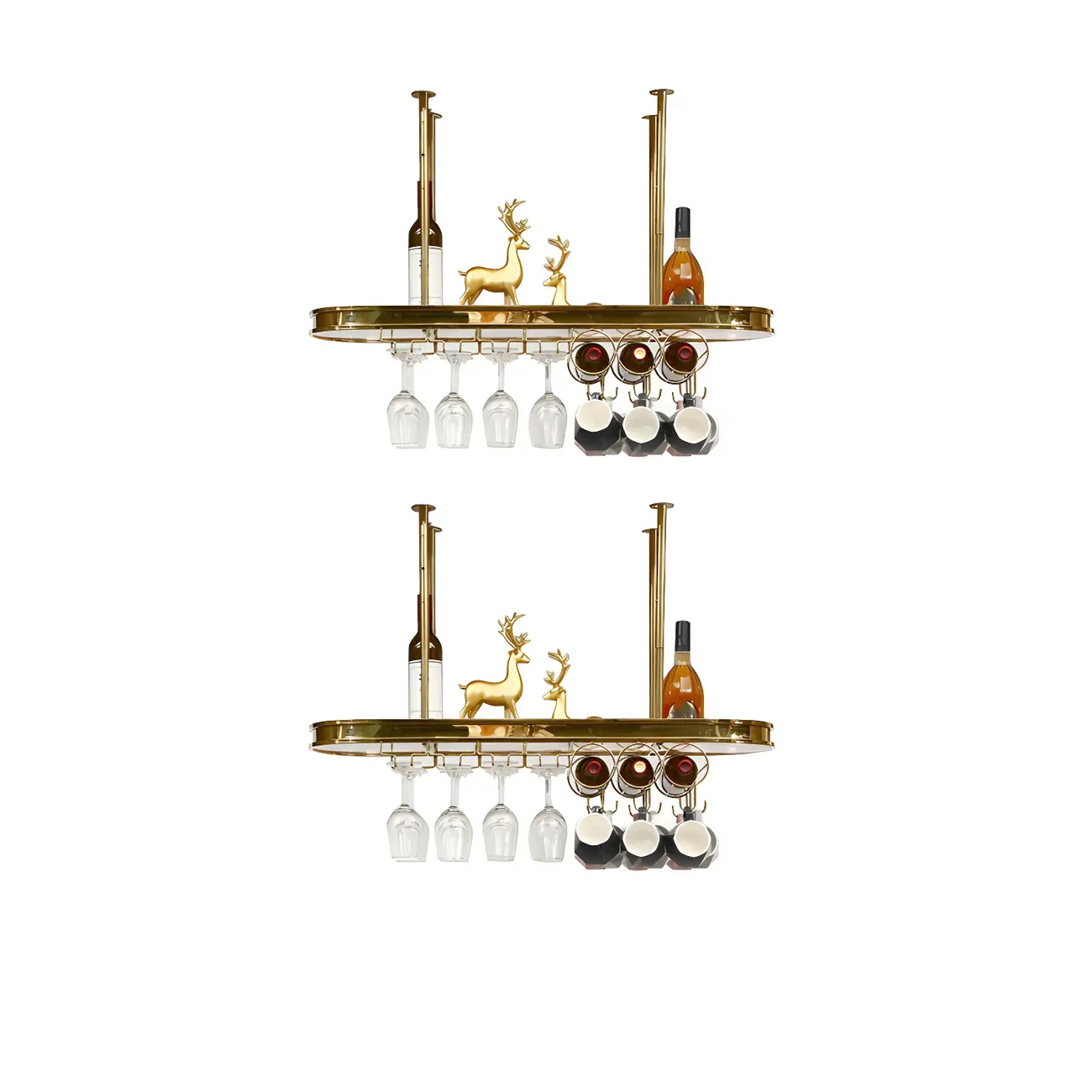 Modern Gold Metal Wine Rack with Glass Holder | homeyfad