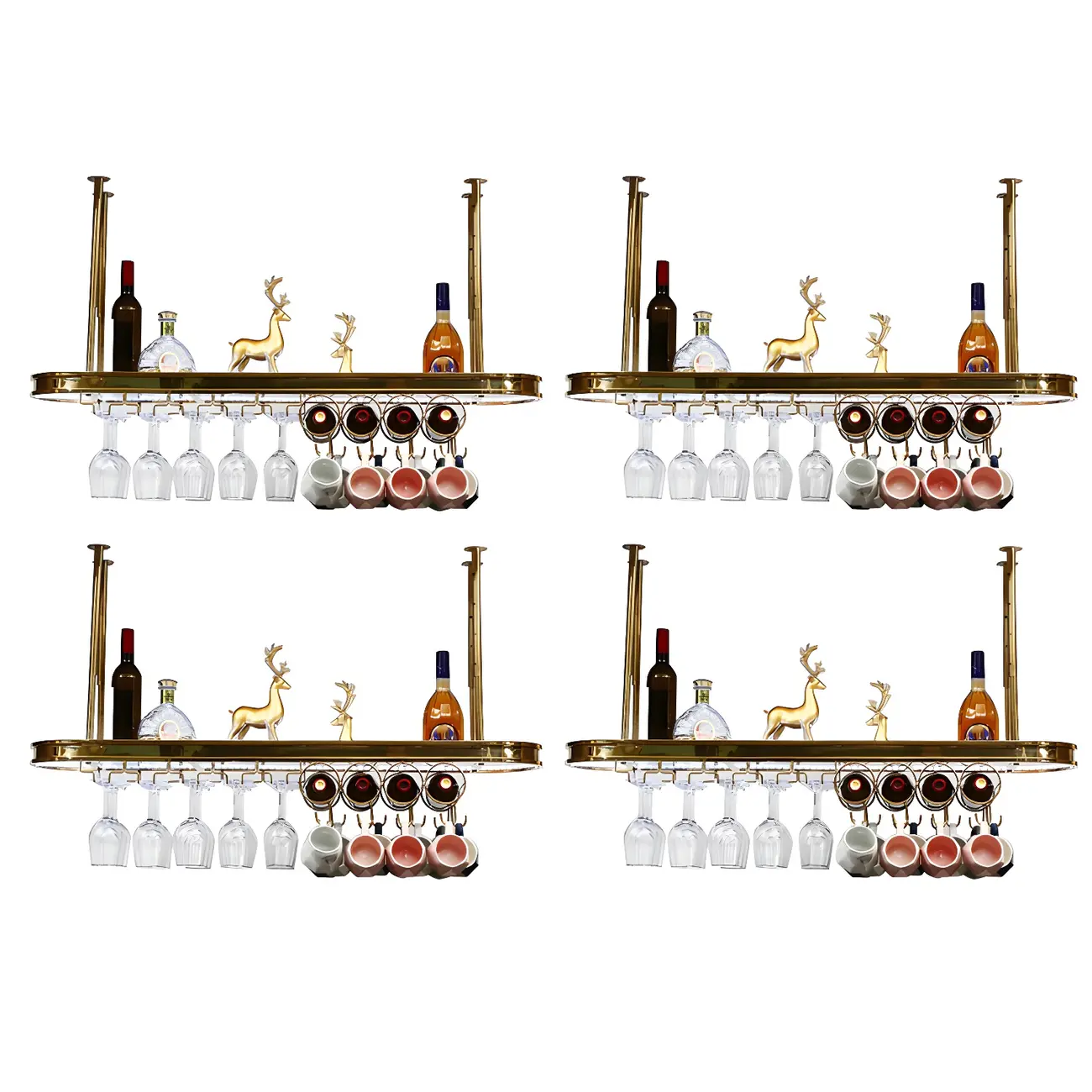 Modern Gold Metal Wine Rack with Glass Holder | homeyfad