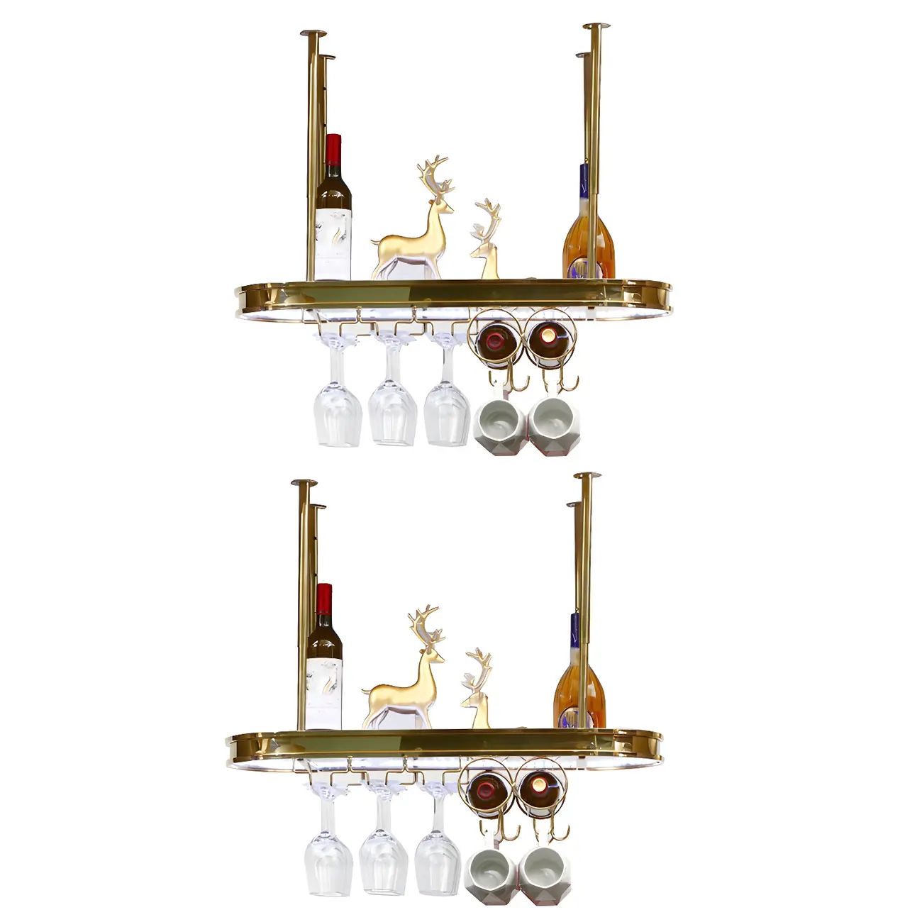Modern Gold Metal Wine Rack with Glass Holder | homeyfad